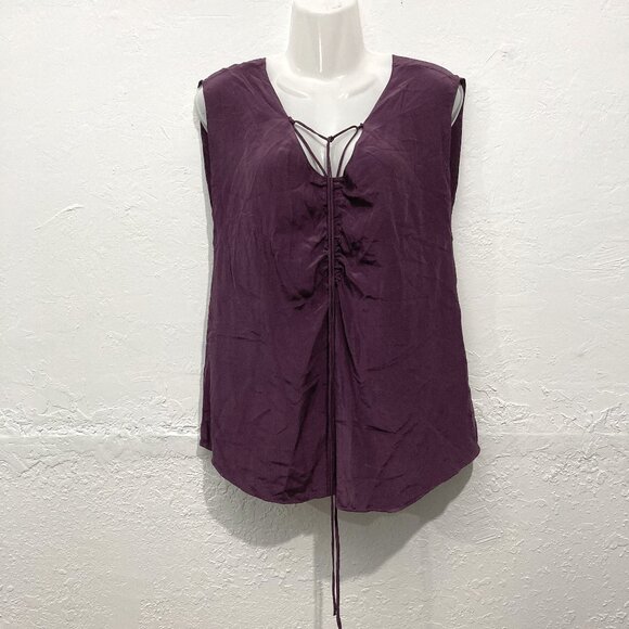Tea and Honey Anthropologie Silk Blouse Top Sleeveless Burgundy Lightweight L - Picture 1 of 9